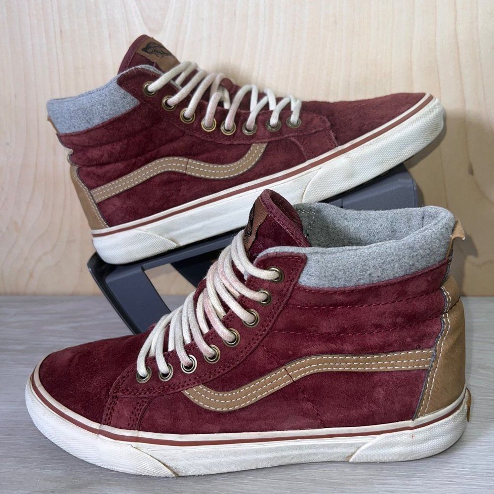 Vans SK8-Hi MTE Scotchguard Burgundy/Brown Suede Men's 8 Women's 9.5